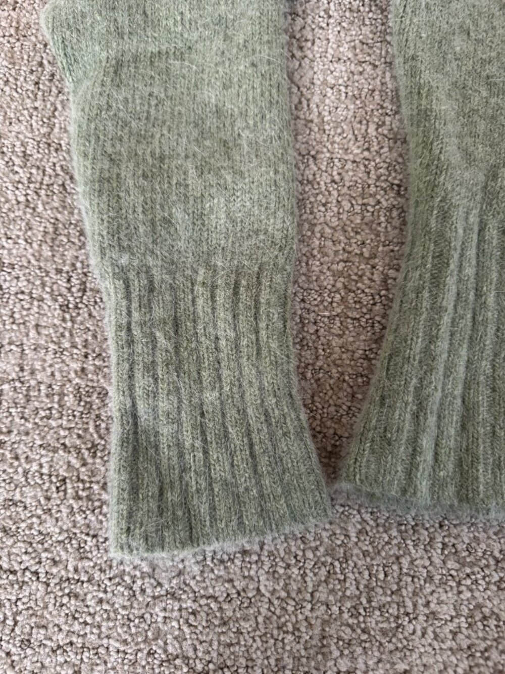 Elena Solano Angora Blend Ruffled Open Front Cardigan, Green - Picture 3 of 3